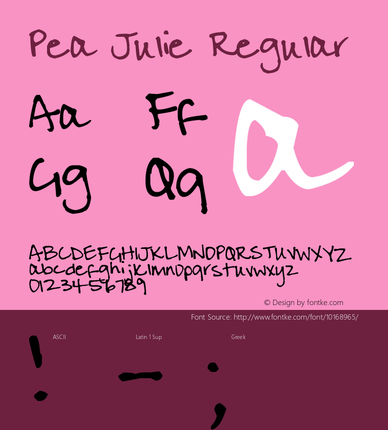 Pea Julie Regular Version 1.01 May 5, 2006图片样张