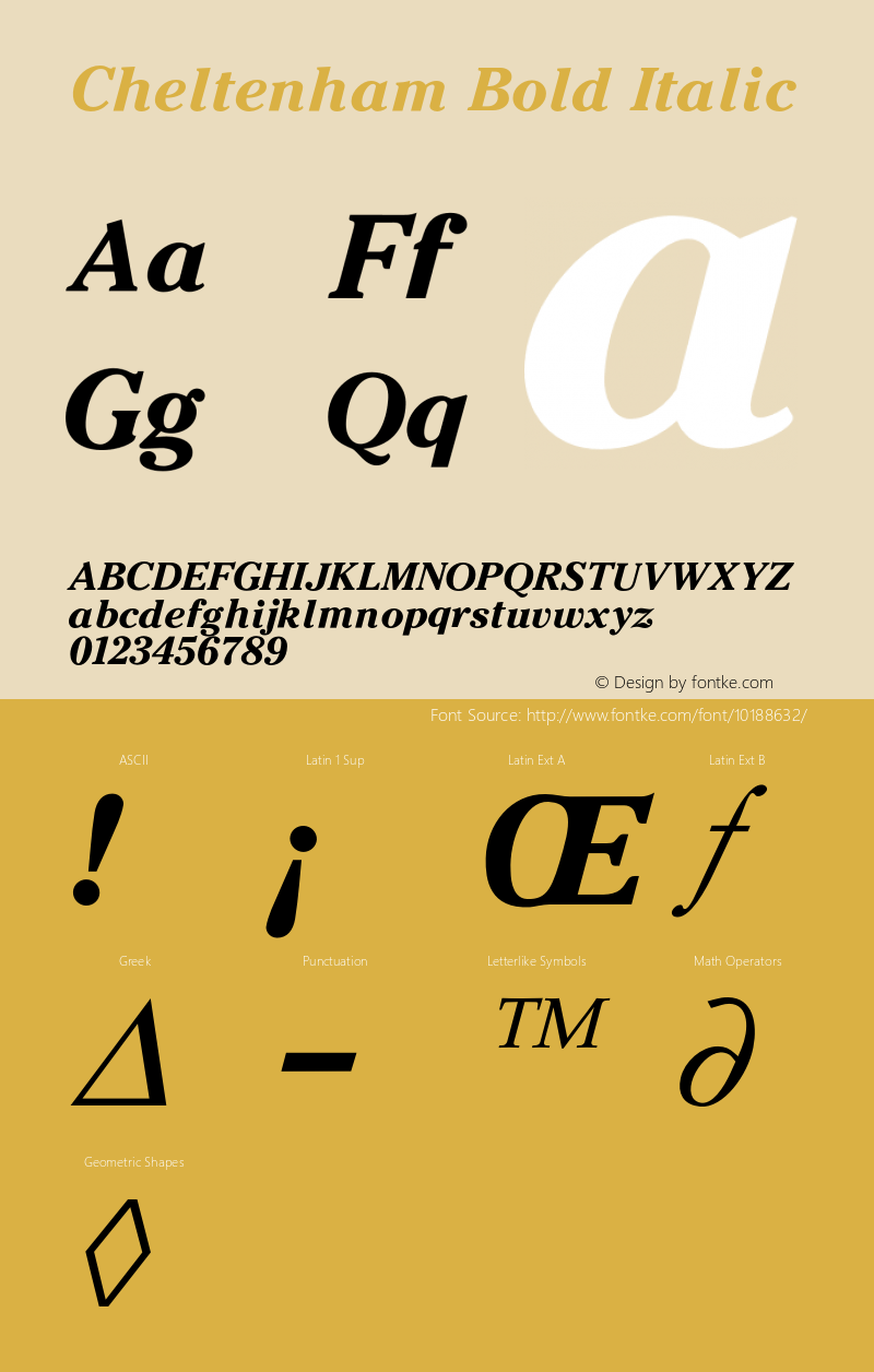 Cheltenham Bold Italic 001.000图片样张