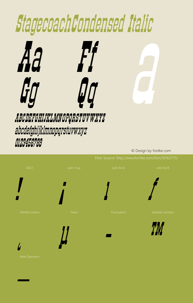 StagecoachCondensed Italic Rev. 003.000图片样张