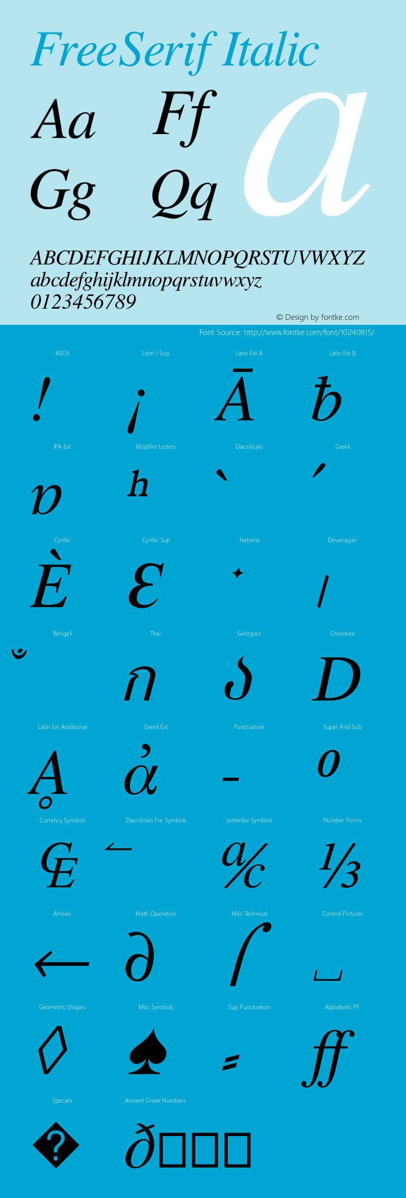 FreeSerif Italic Version $Revision: 1.175 $图片样张