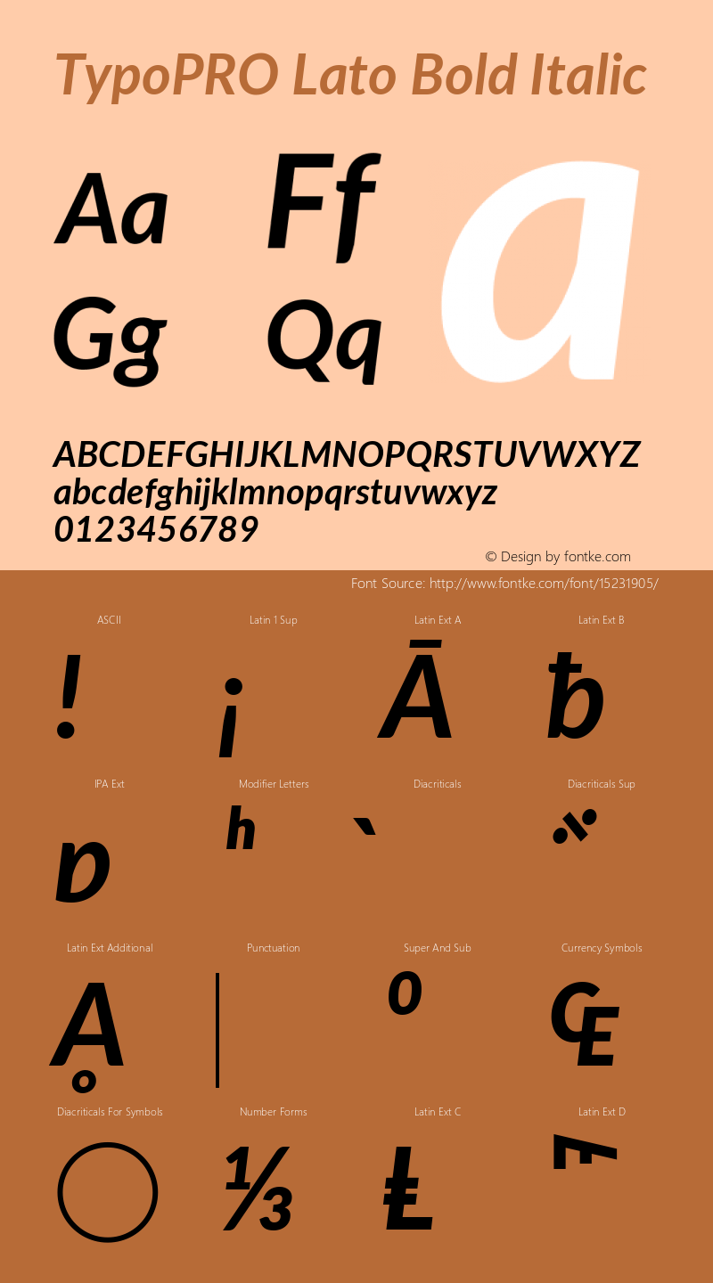 TypoPRO Lato Bold Italic Version 2.010; 2014-09-01; http://www.latofonts.com/图片样张