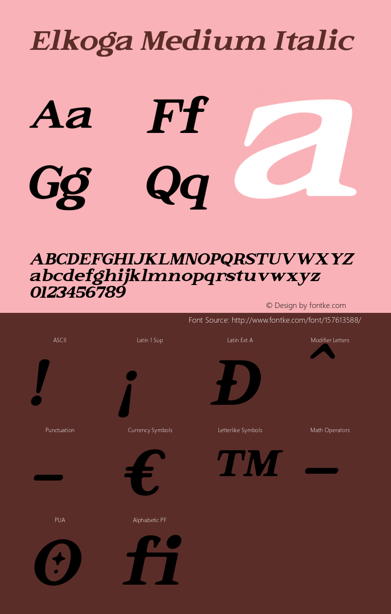 Elkoga-MediumItalic Version 1.000图片样张