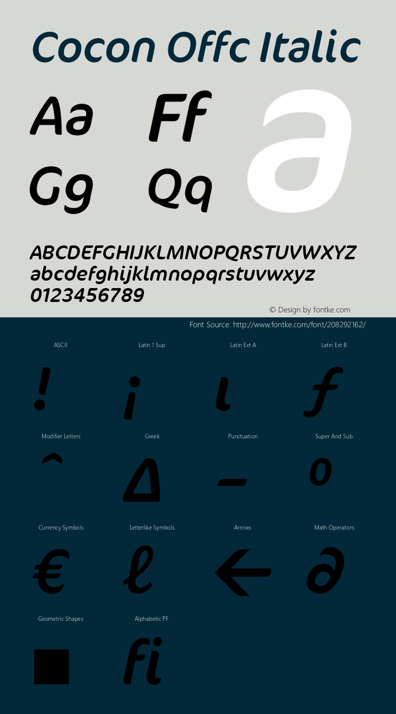Cocon Offc Italic Version 7.504; 2009; Build 1003图片样张