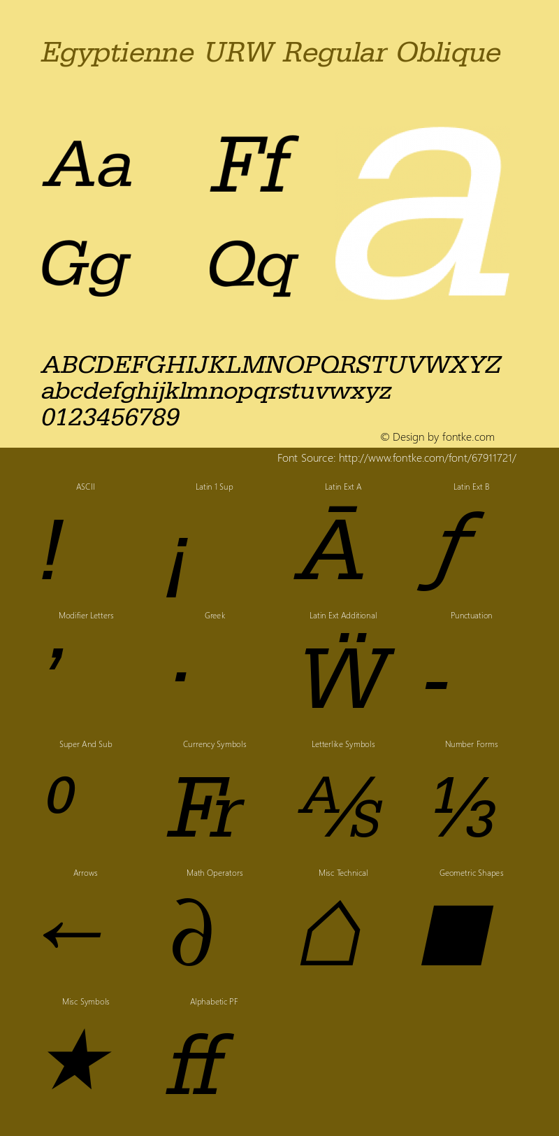 EgyptienneURW-RegularOblique Version 1.000;PS 1.10;hotconv 1.0.57;makeotf.lib2.0.21895图片样张