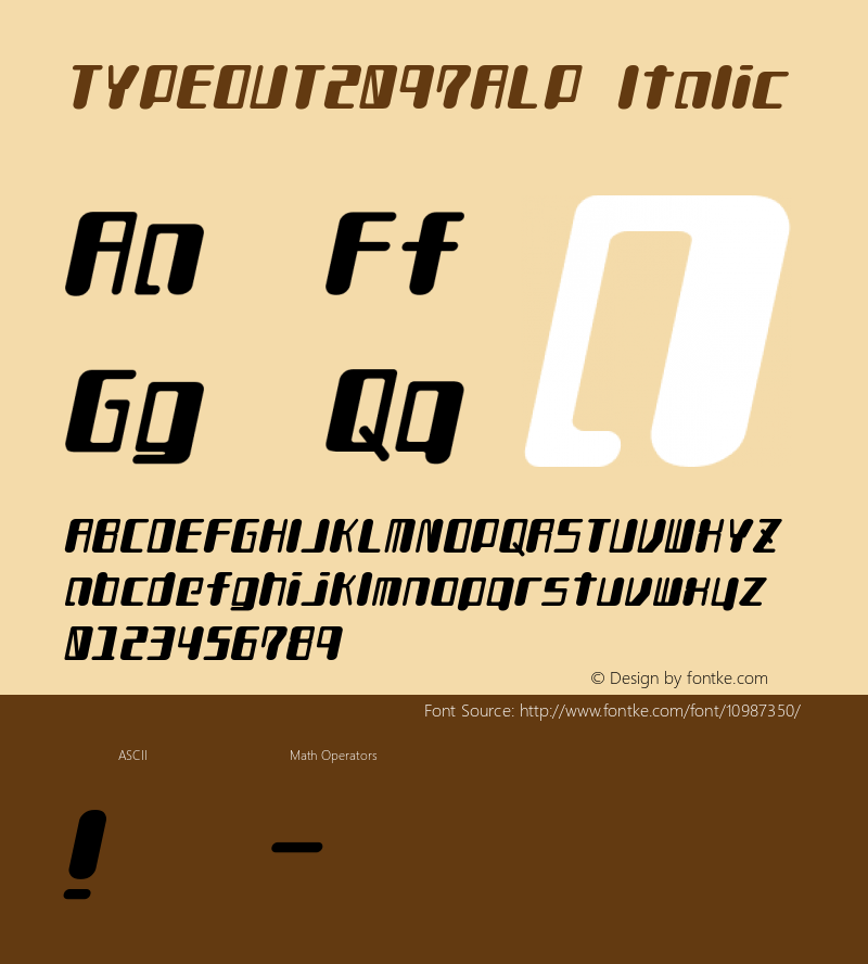 TYPEOUT2097ALP Italic Version 001.000图片样张