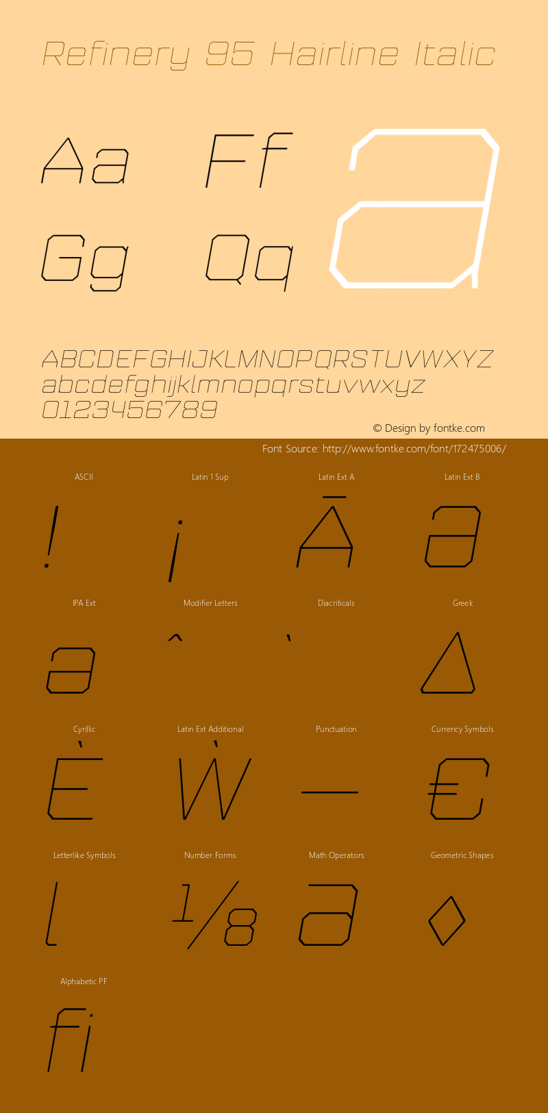 Refinery 95 Hairline Italic Version 1.000;hotconv 1.0.109;makeotfexe 2.5.65596图片样张