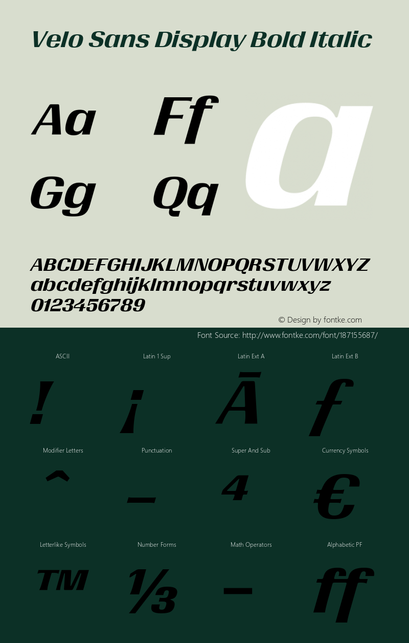 Velo Sans Display Bold Italic Italic Version 1.000;PS 1.0;hotconv 1.0.88;makeotf.lib2.5.647800图片样张