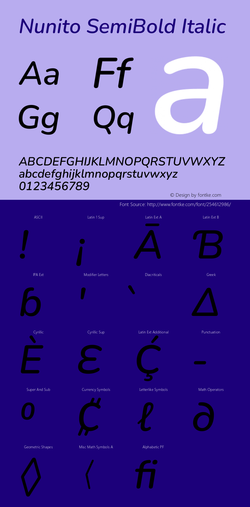 Nunito SemiBold Italic Version 3.602图片样张