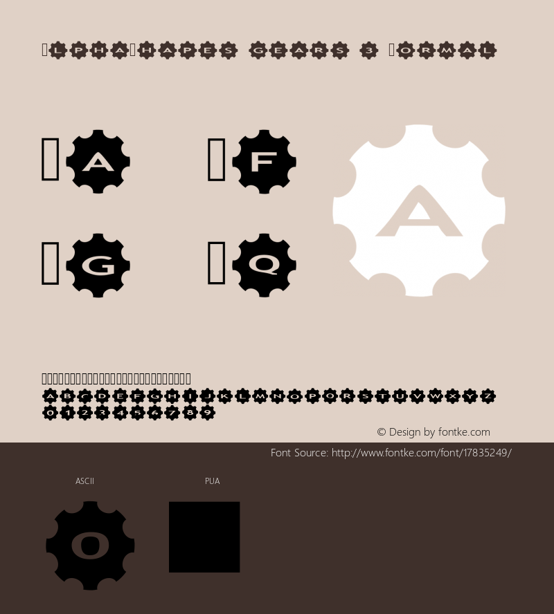 AlphaShapes gears 3 Normal 1.0 - December 2012 - freeware font图片样张