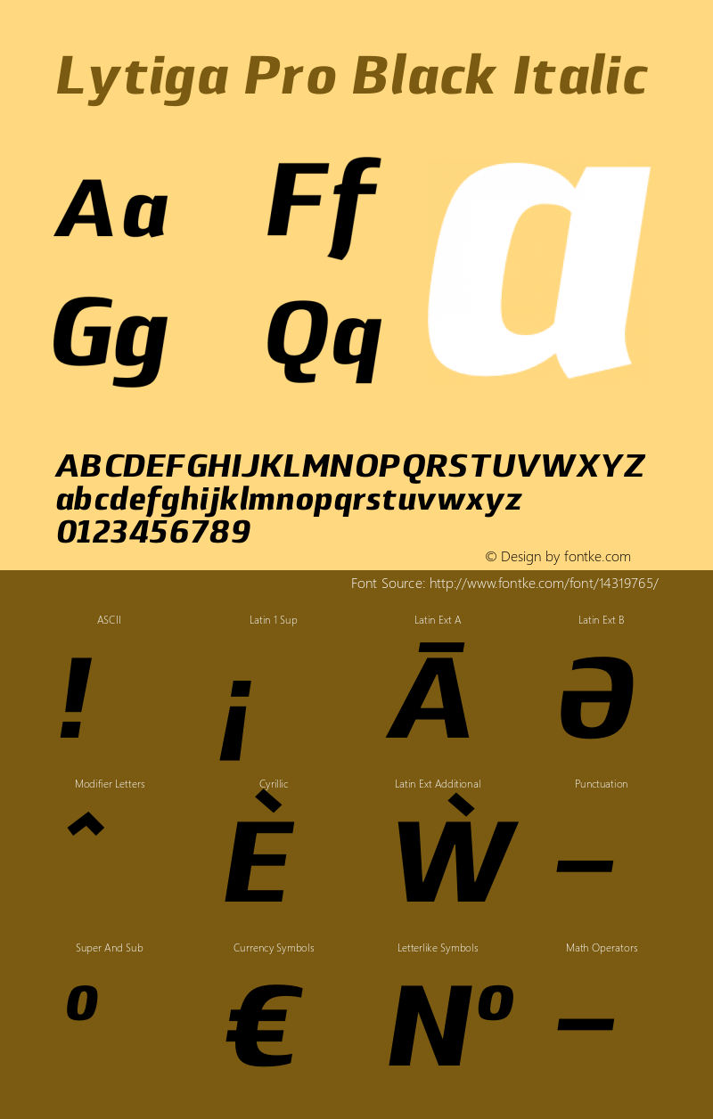 Lytiga Pro Black Italic Version 1.000; Fonts for Free; vk.com/fontsforfree图片样张