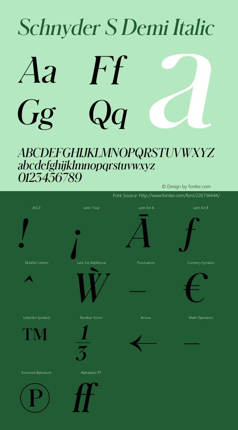 SchnyderS-DemiItalic Version 1.001 2018图片样张