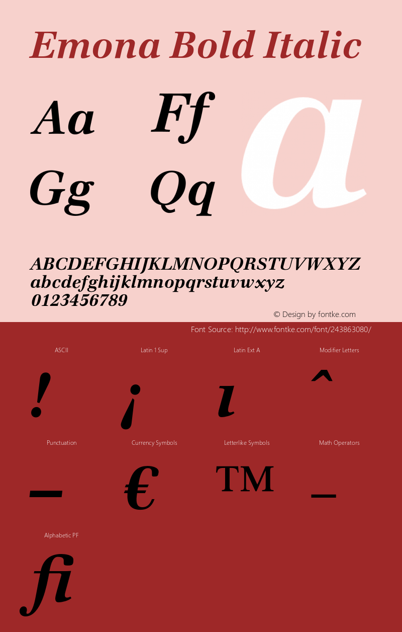 Emona Bold Italic Version 1.00图片样张