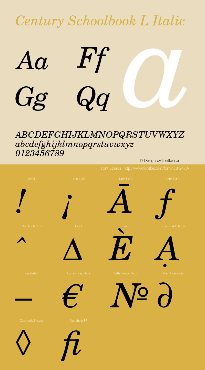 Century Schoolbook L Italic Version 1.06图片样张