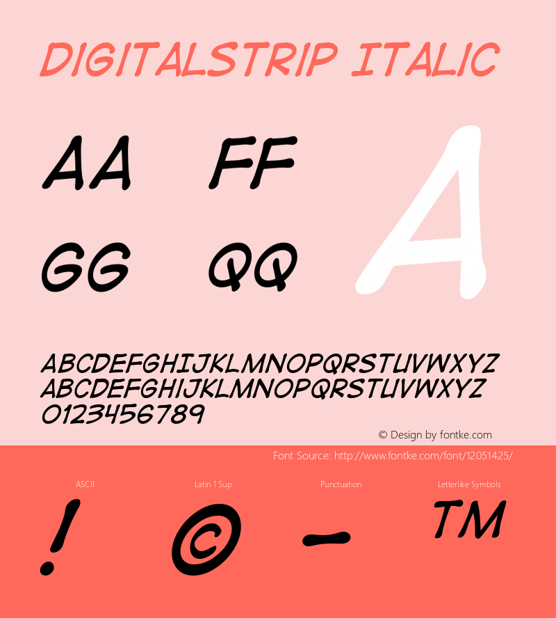 DigitalStrip Italic Macromedia Fontographer 4.1 7/11/01图片样张