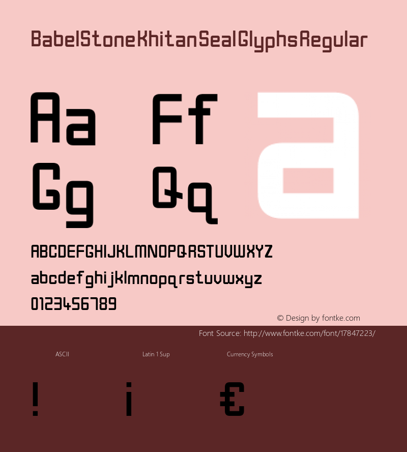 BabelStone Khitan Seal Glyphs Regular Version 1.002 June 20, 2013图片样张