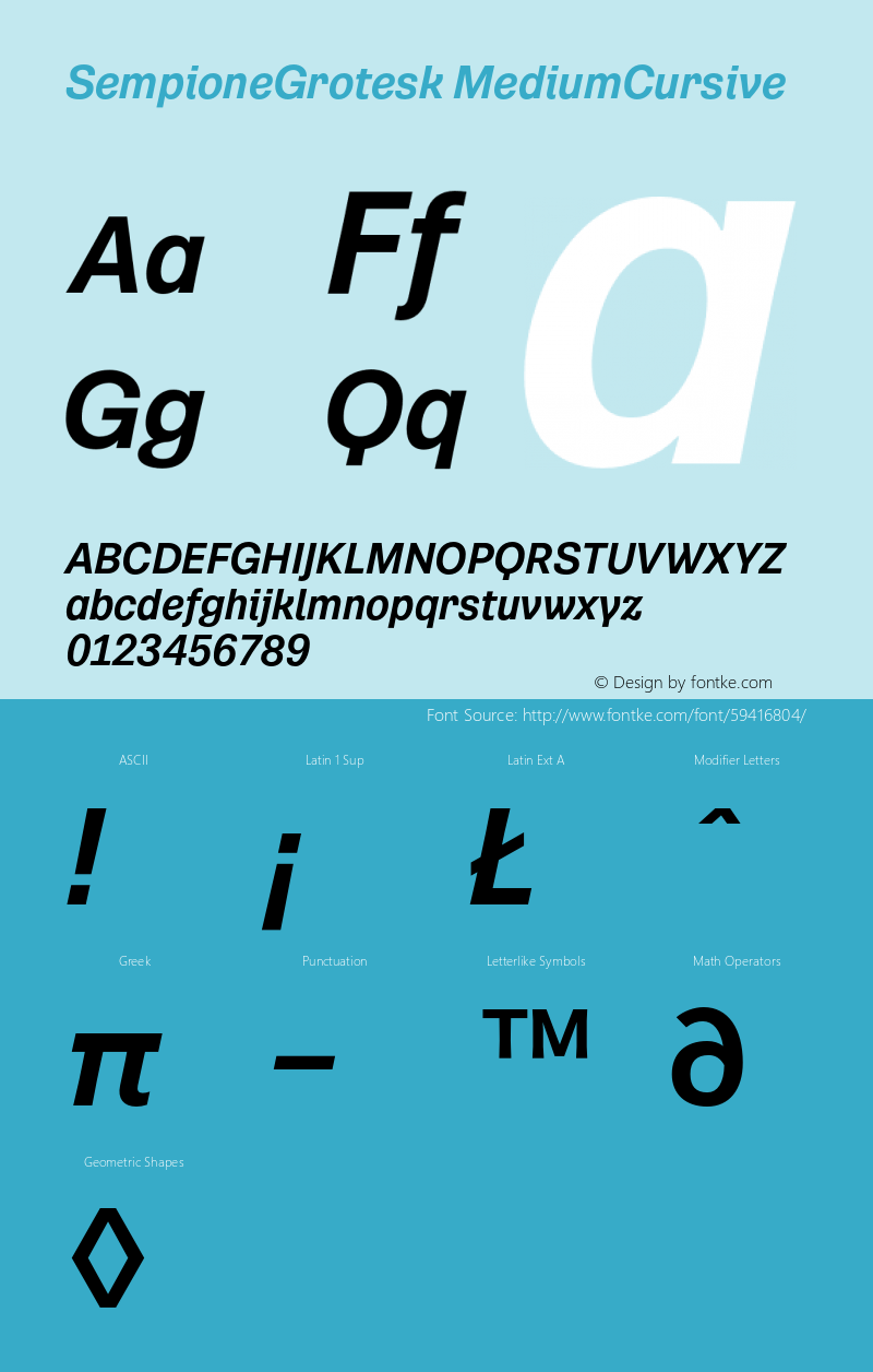 SempioneGrotesk-MediumCursive Version 1.001图片样张