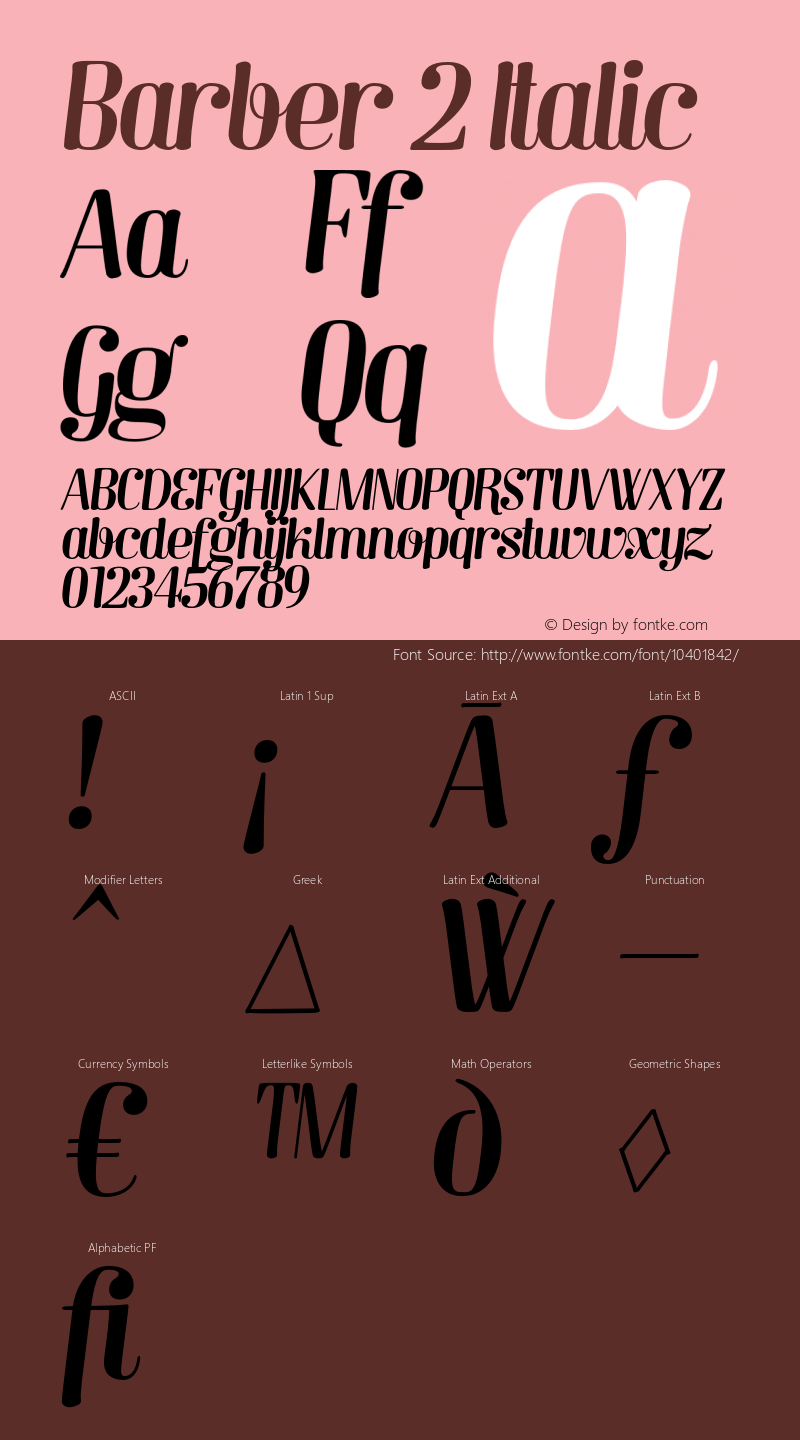 Barber 2 Italic Version 1.000图片样张