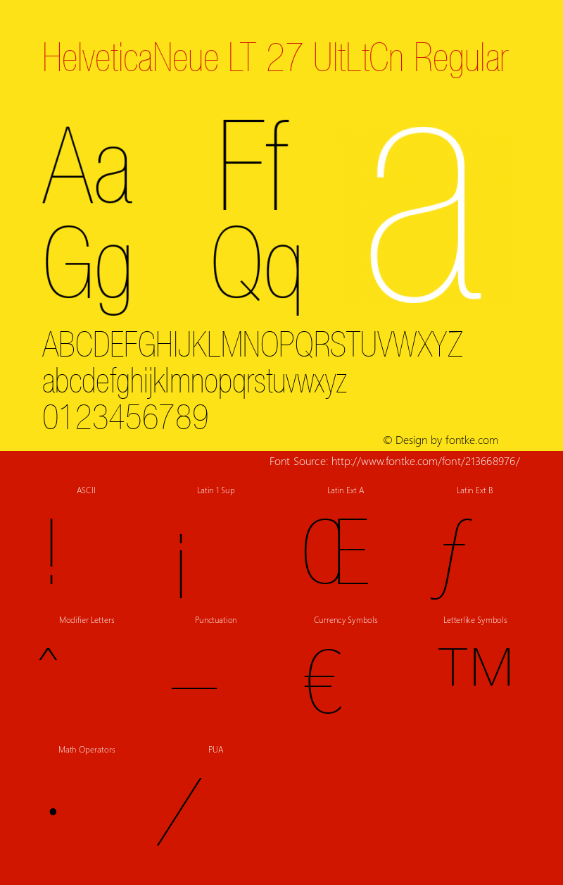 Helvetica LT 27 Ultra Light Condensed Version 6.1; 2002图片样张