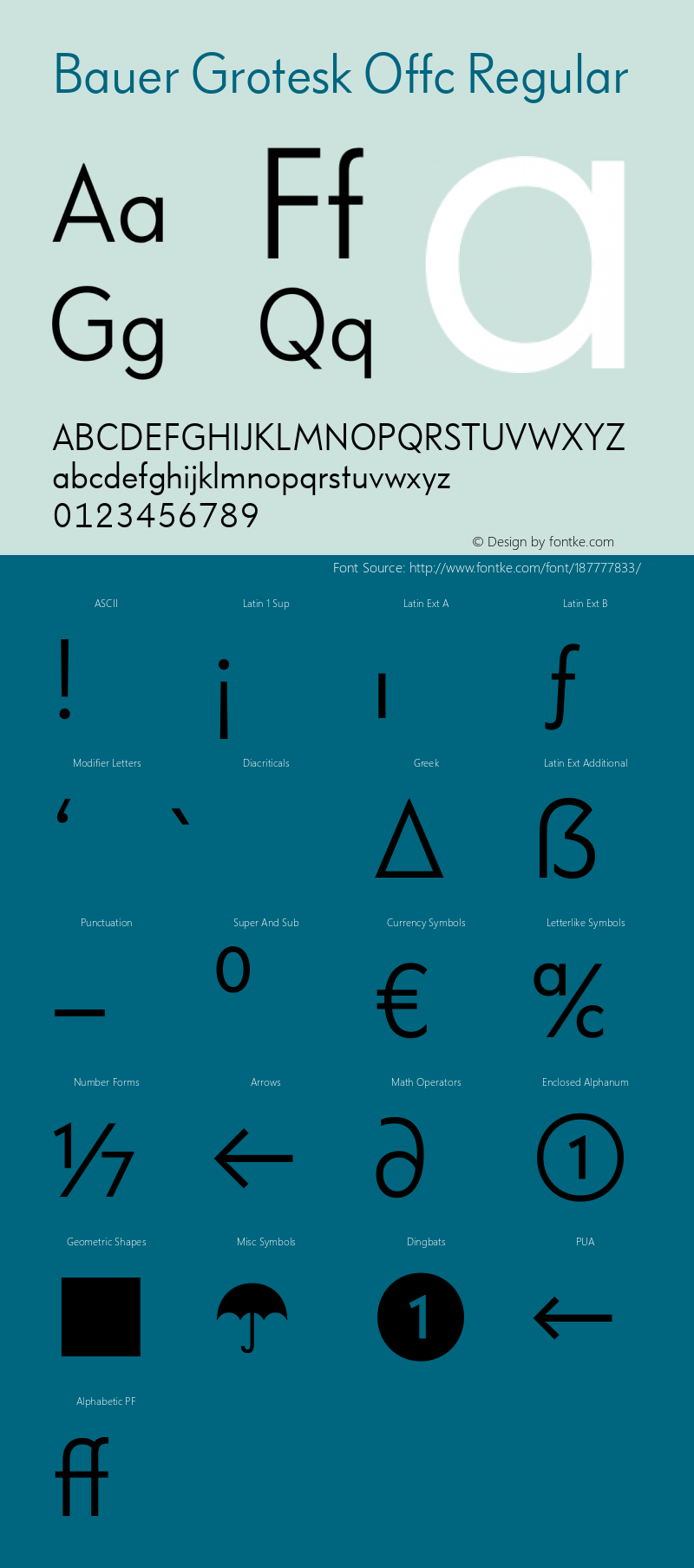 Bauer Grotesk Offc Version 7.504; 2014; Build 1020图片样张