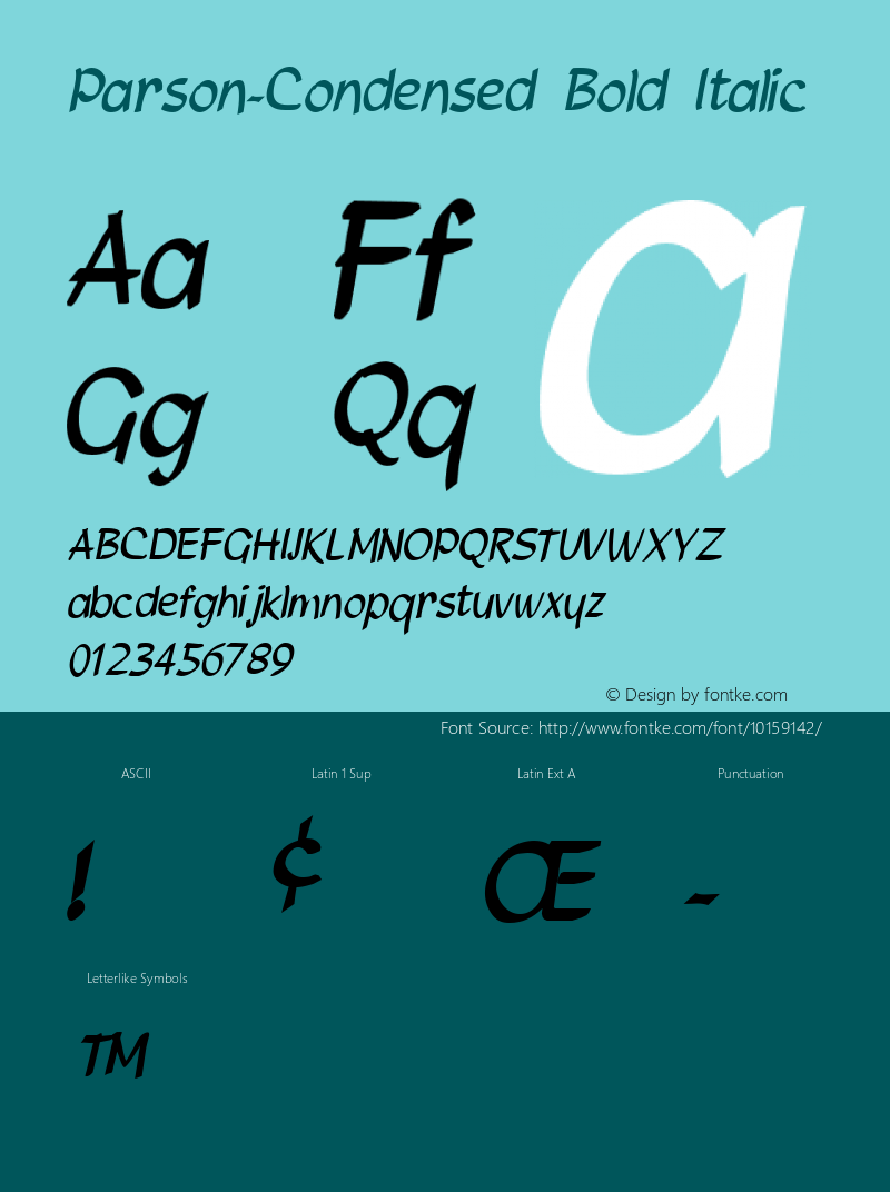 Parson-Condensed Bold Italic 1.0/1995: 2.0/2001图片样张