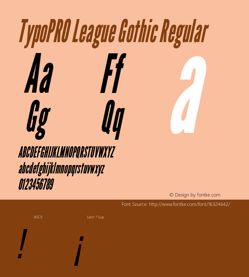 TypoPRO League Gothic Regular Version 1.001;PS 001.001;hotconv 1.0.56;makeotf.lib2.0.21325图片样张