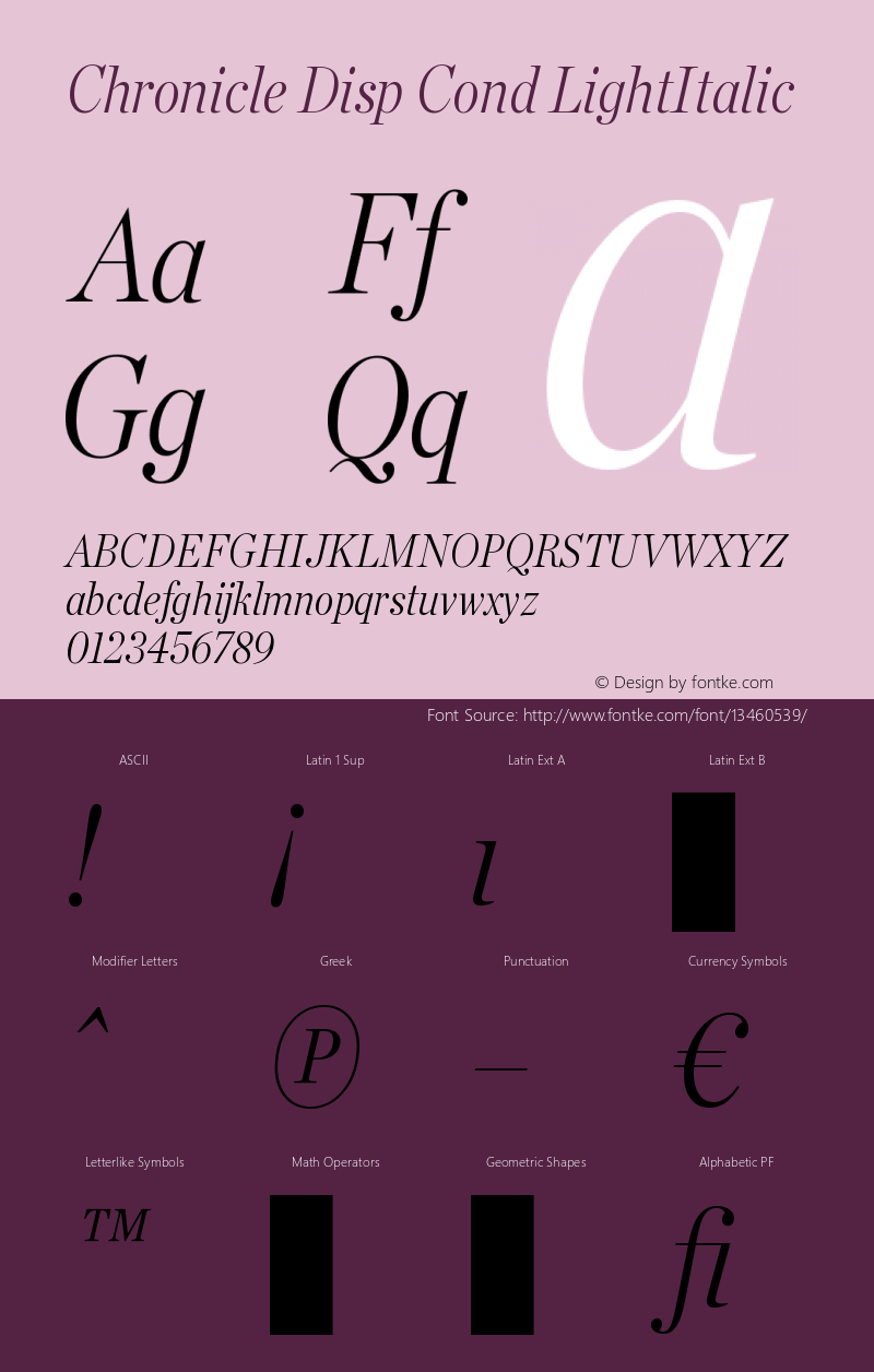 Chronicle Disp Cond LightItalic Version 1.100图片样张