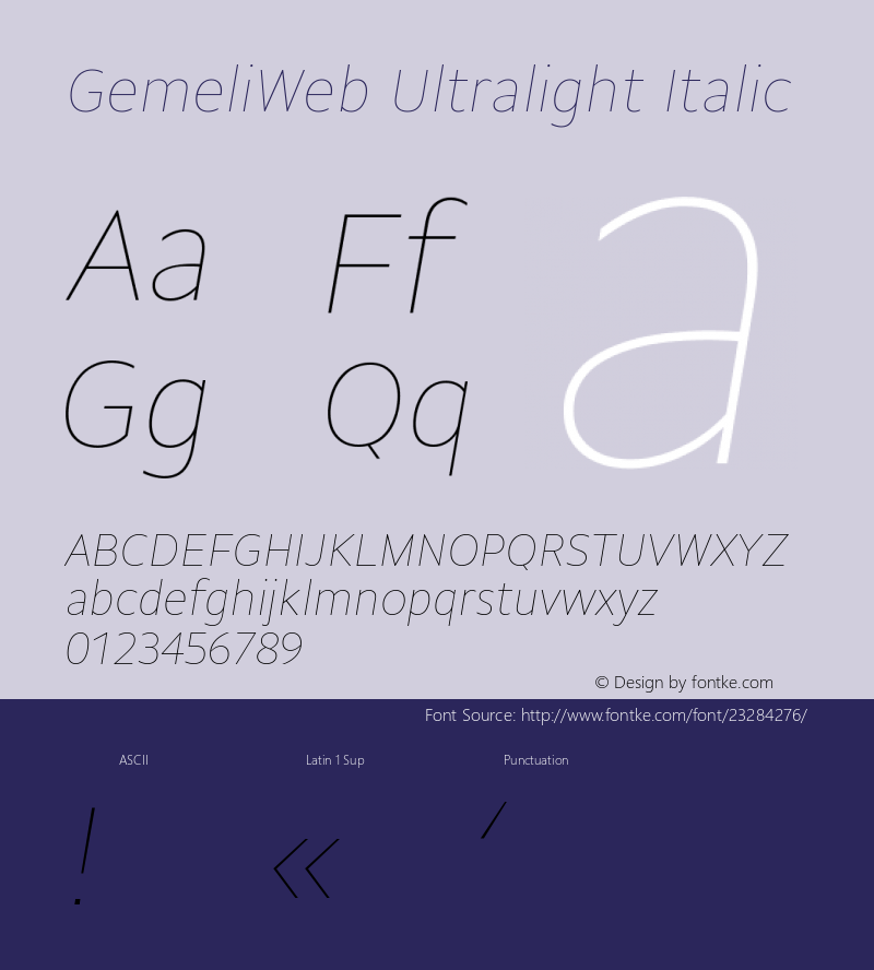 GemeliWeb Ultralight Italic Version 1.001;PS 1.1;hotconv 1.0.72;makeotf.lib2.5.5900; ttfautohint (v0.92) -l 8 -r 50 -G 200 -x 14 -w 