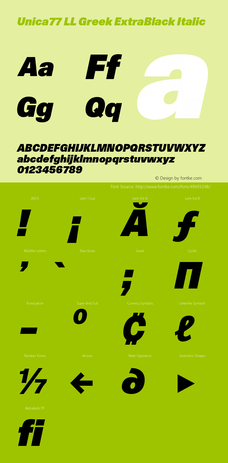 Unica77 LL Grk ExtraBlack Italic Version 3.000; build 0004 | wf-rip DC20190930图片样张