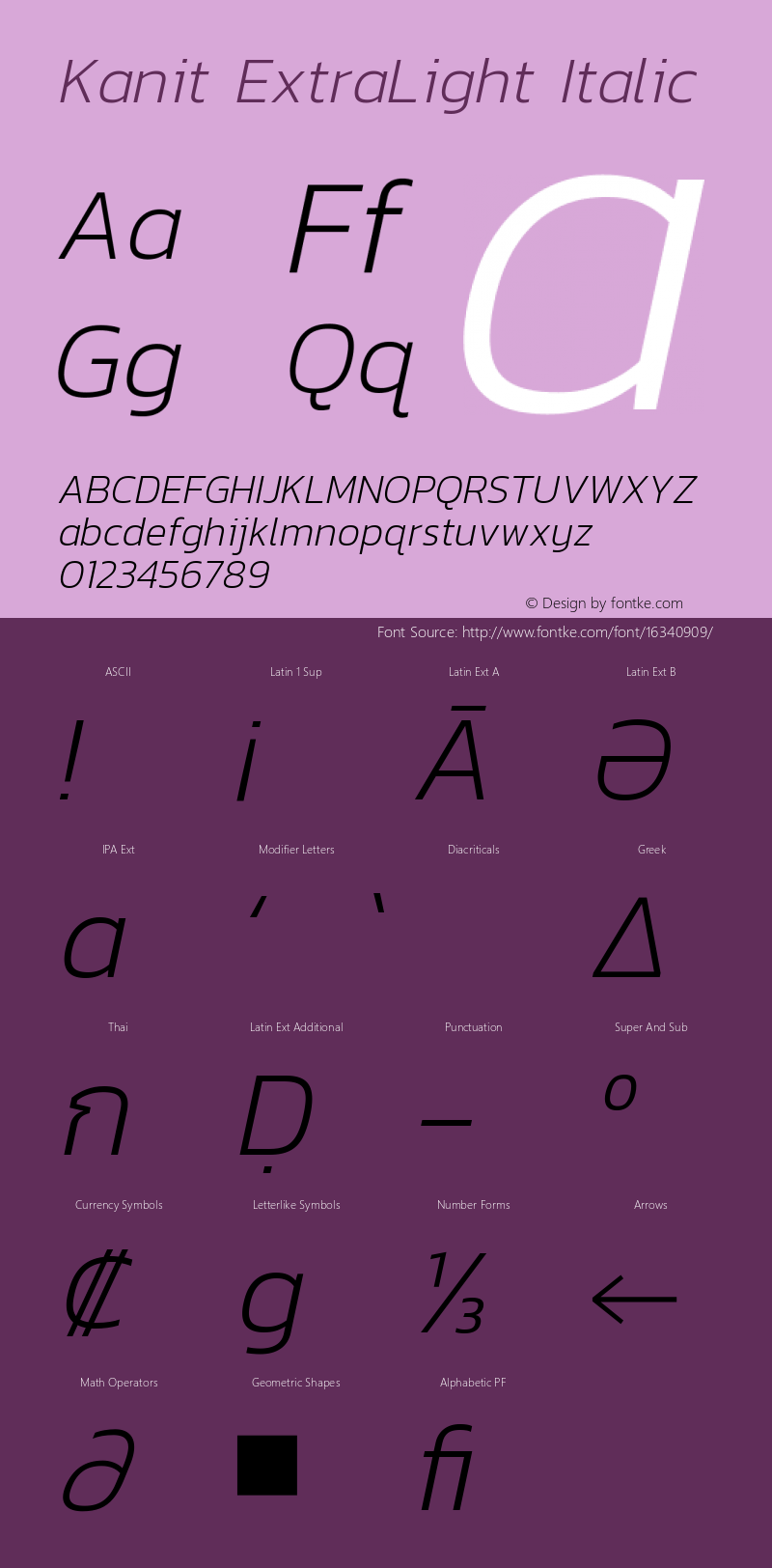 Kanit ExtraLight Italic Version 1.000图片样张