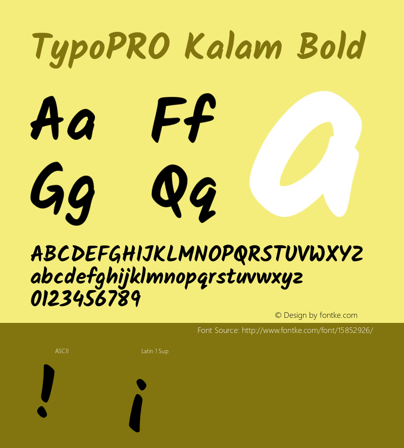 TypoPRO Kalam Bold Version 2.001;PS 1.0;hotconv 1.0.79;makeotf.lib2.5.61930; ttfautohint (v1.3)图片样张