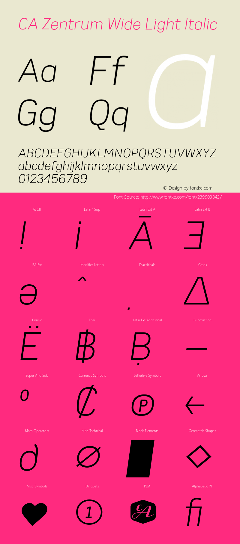 CA Zentrum Wide Light Italic Version 1.012图片样张