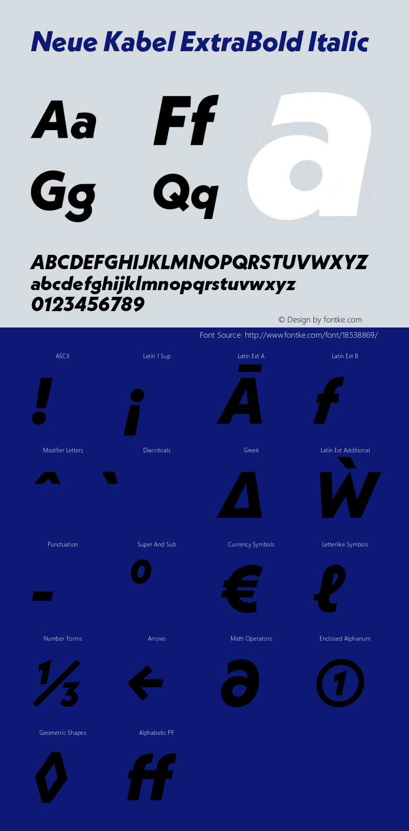 Neue Kabel ExtraBold Italic Version 1.000图片样张