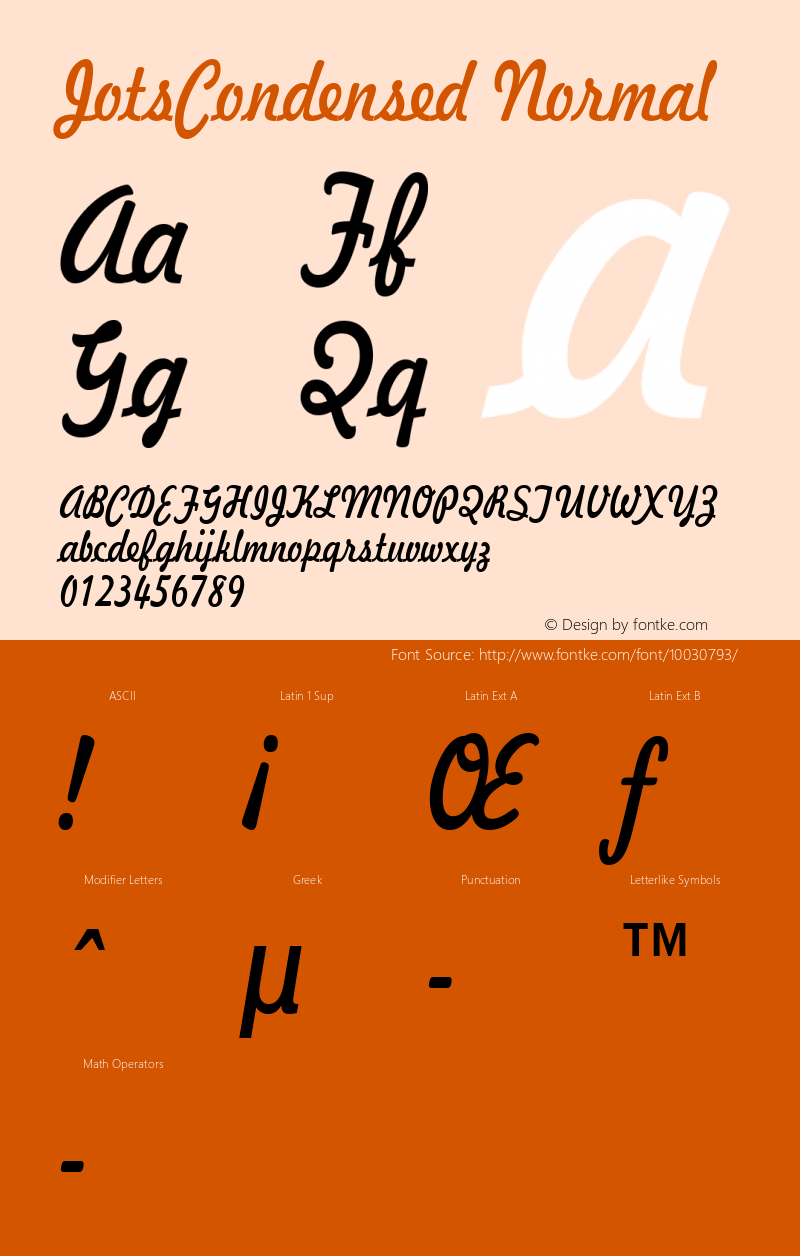 JotsCondensed Normal Altsys Fontographer 4.1 5/10/96图片样张