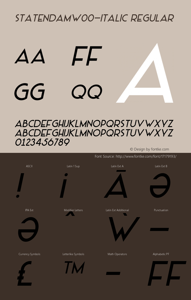 StatendamW00-Italic Regular Version 1.10图片样张