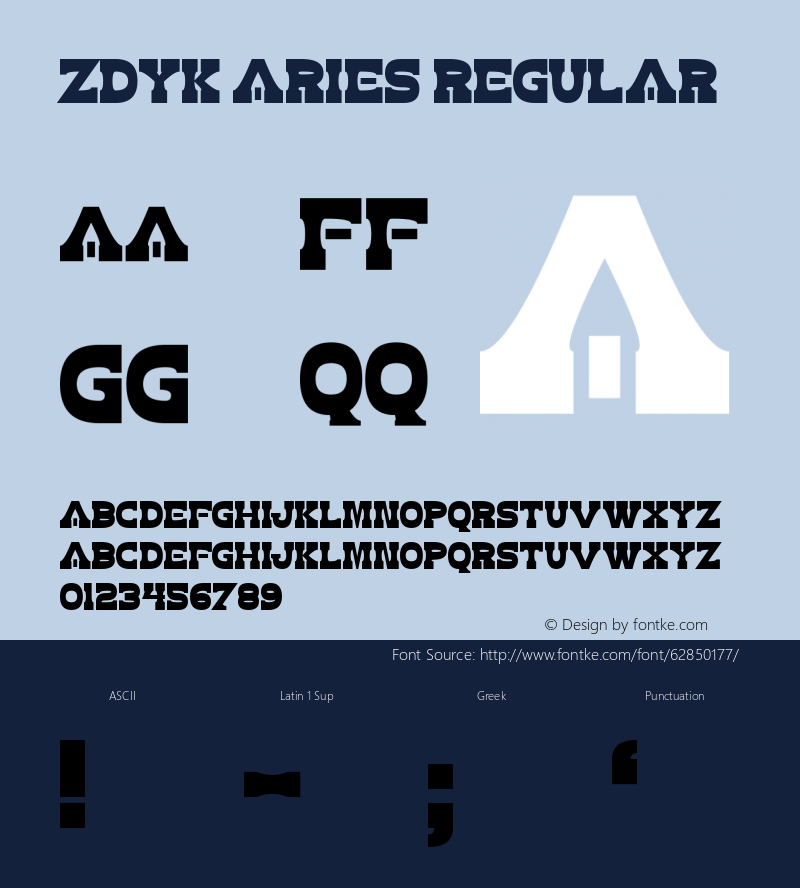 Zdyk Aries Version 1.00;April 29, 2020;FontCreator 11.5.0.2430 64-bit图片样张