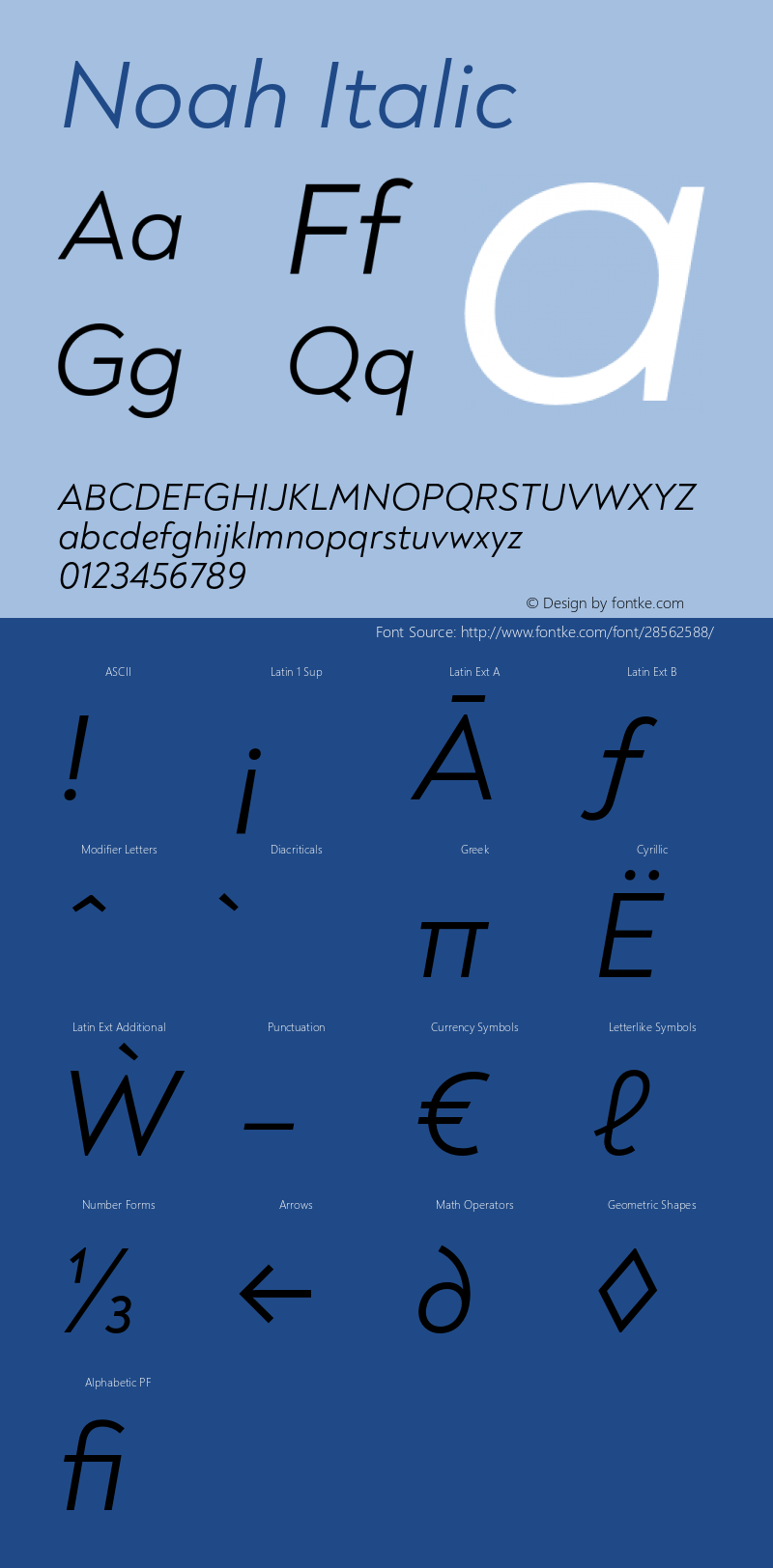 Noah Regular Italic Version 1.000;PS 001.000;hotconv 1.0.88;makeotf.lib2.5.64775图片样张