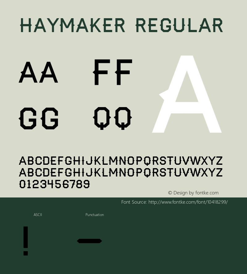 Haymaker Regular Version 1.000;PS 001.001;hotconv 1.0.56图片样张