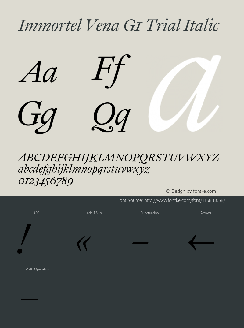 Immortel Vena G1 Trial Italic Version 1.200;FEAKit 1.0图片样张