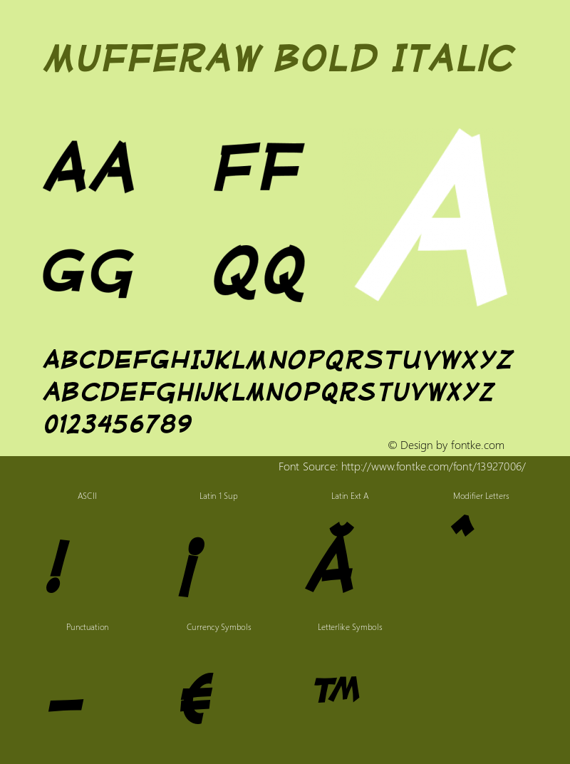 Mufferaw Bold Italic Version 2.200;PS 002.200;hotconv 1.0.38图片样张