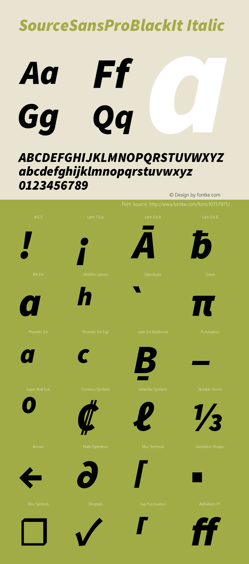 SourceSansProBlackIt Italic Version 1.038;PS 1.000;hotconv 1.0.70;makeotf.lib2.5.5900图片样张