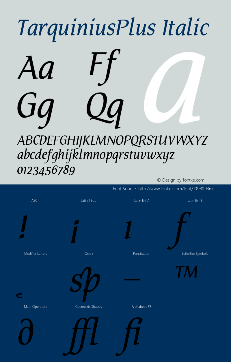 TarquiniusPlus Italic Version 001.000图片样张