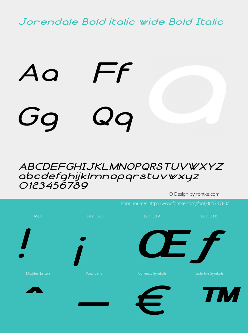 Jorendale Bold italic wide Bold Italic Version 1.000图片样张