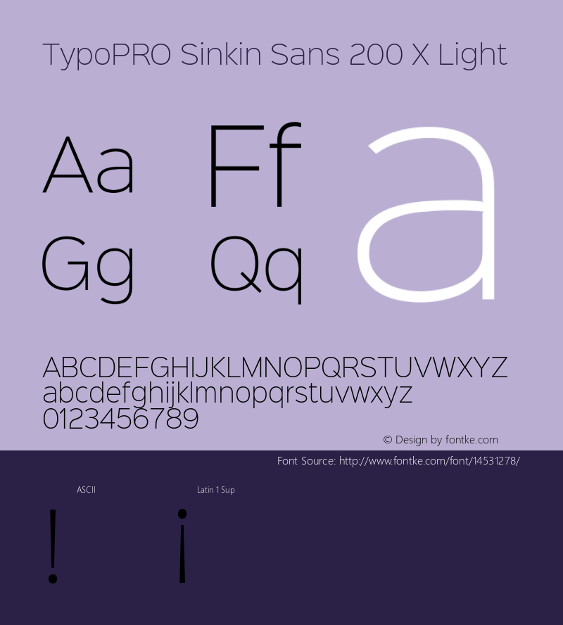 TypoPRO Sinkin Sans 200 X Light Sinkin Sans (version 1.0)  by Keith Bates   •   © 2014   www.k-type.com图片样张