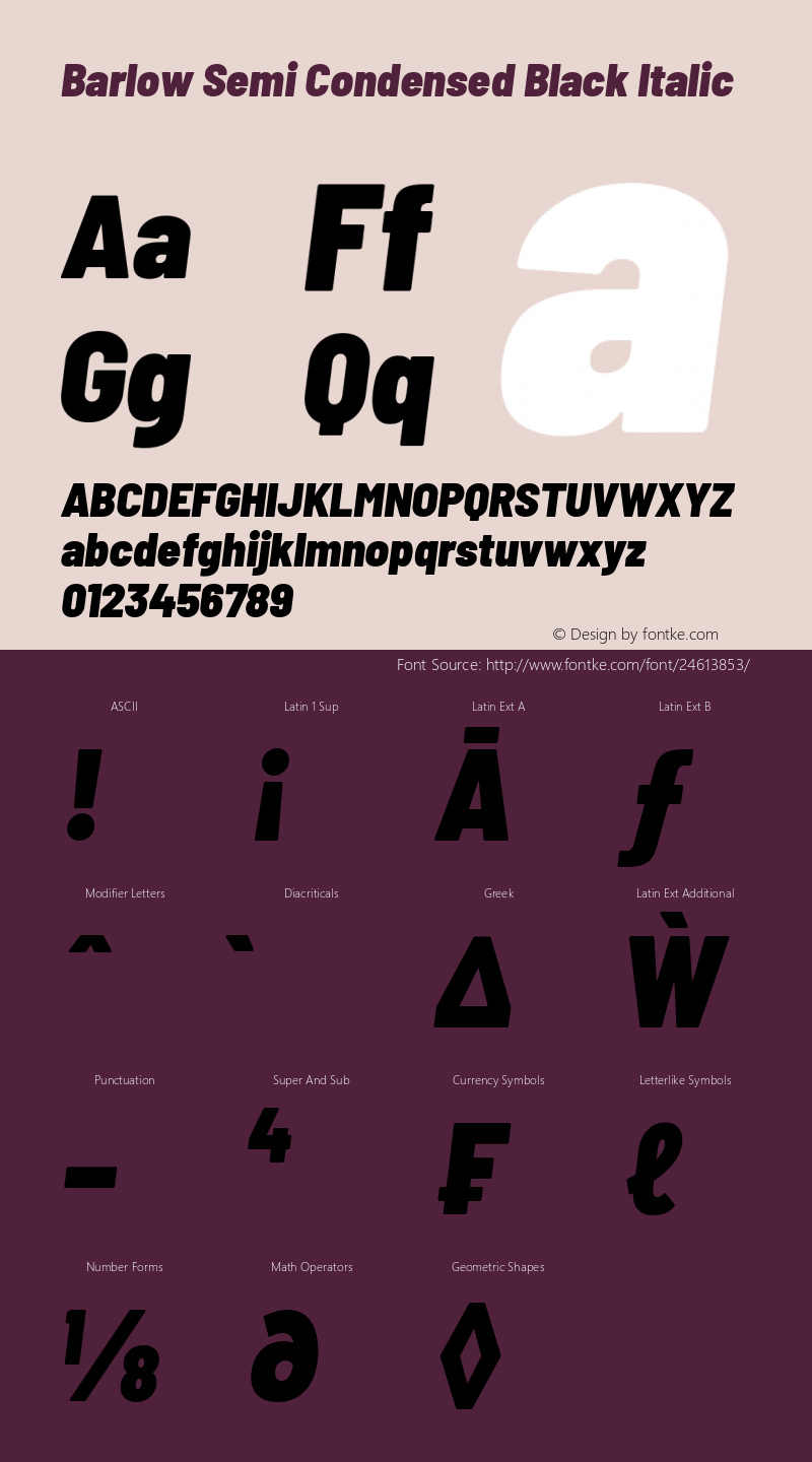 Barlow Semi Condensed Black Italic Version 1.107图片样张