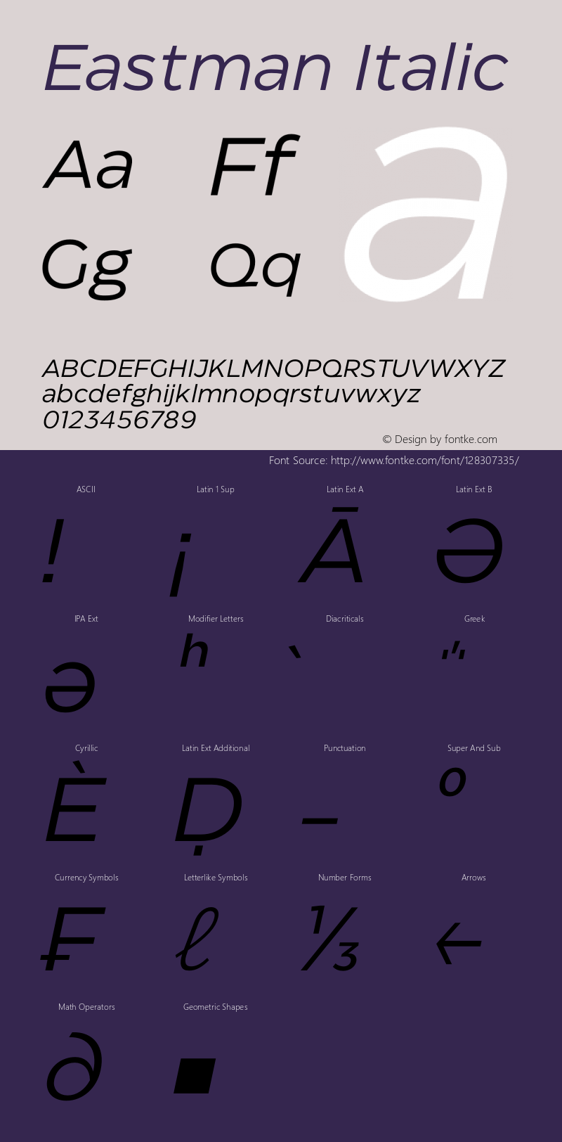 Eastman Italic Version 1.001;hotconv 1.0.109;makeotfexe 2.5.65596图片样张
