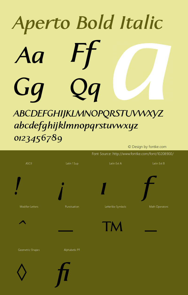 Aperto Bold Italic 001.000图片样张