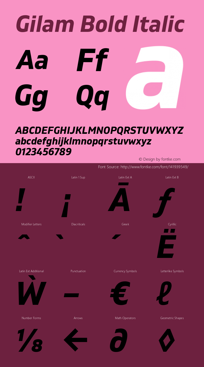 Gilam Bold Italic Version 1.000图片样张