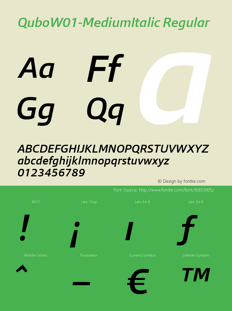 QuboW01-MediumItalic Regular Version 1.00图片样张