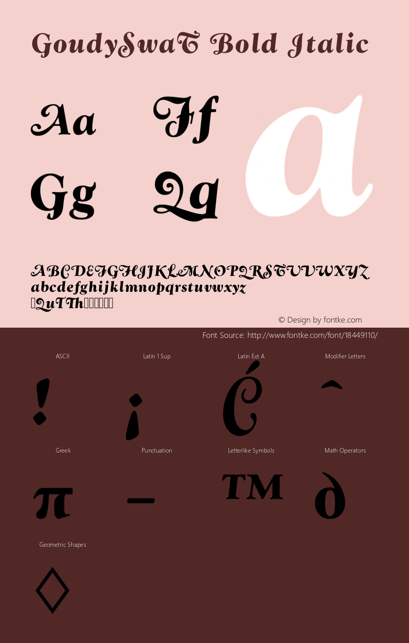 GoudySwaT Bold Italic Version 001.005图片样张