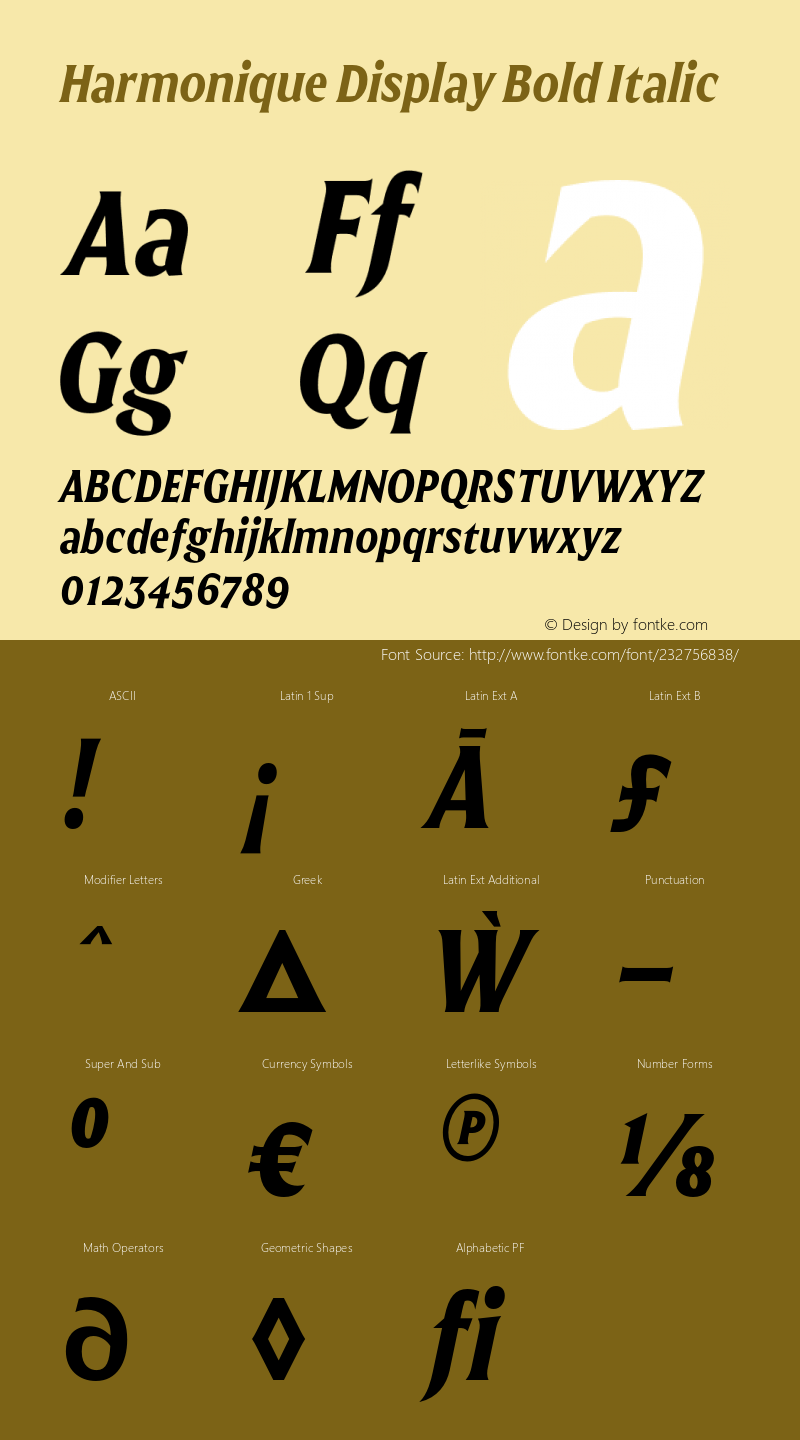 Harmonique Display Bold Italic Version 1.000;FEAKit 1.0图片样张